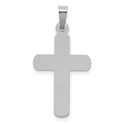 14K Weißgold Polierter und Satinierter INRI Kruzifix-Anhänger