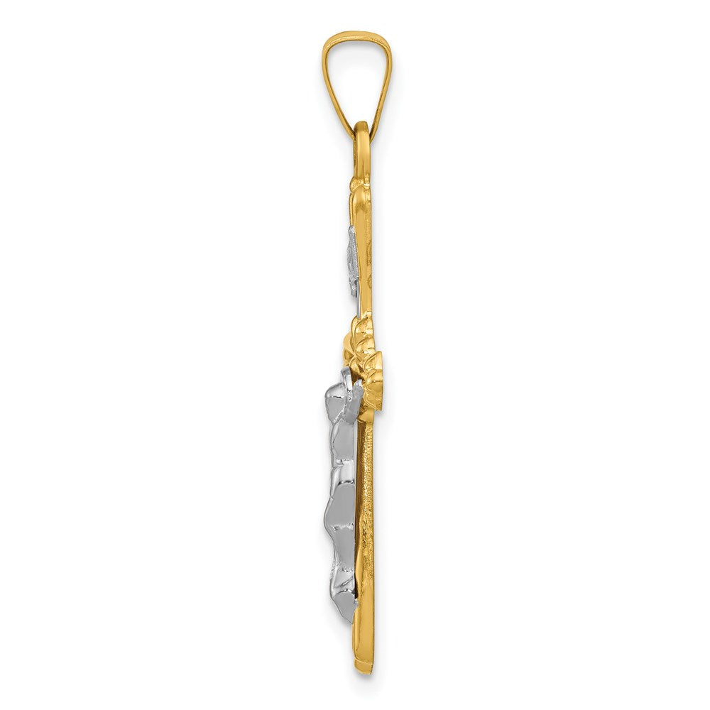 14K Bicolor Gold Polierter INRI Kruzifix-Anhänger