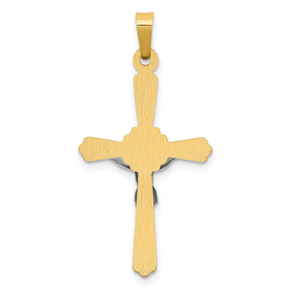 14K Bicolor Gold Polierter INRI Kruzifix-Anhänger