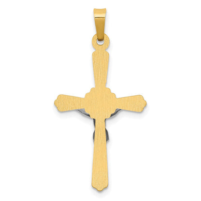 14K Bicolor Gold Polierter INRI Kruzifix-Anhänger