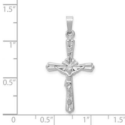 14k Weißgold Kruzifix-Anhänger INRI poliert