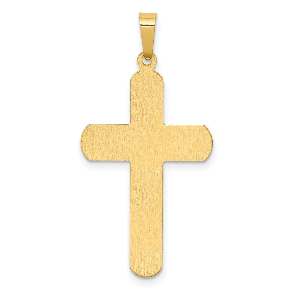 14K Bicolor Gold polierter und texturierter INRI-Kruzifix-Anhänger