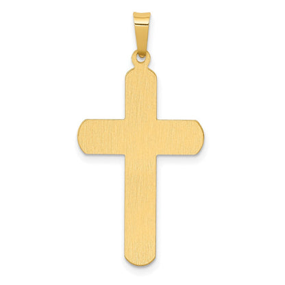 14K Bicolor Gold polierter und texturierter INRI-Kruzifix-Anhänger