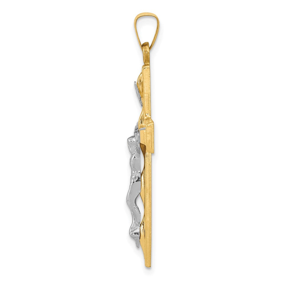 14K Bicolor Gold Polierter INRI Kruzifix-Anhänger