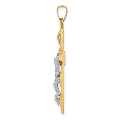 14K Bicolor Gold Polierter INRI Kruzifix-Anhänger