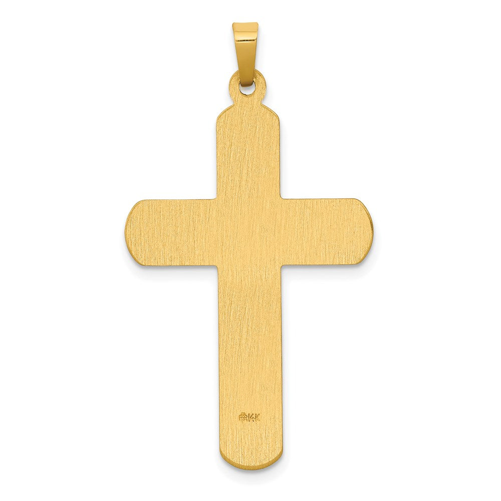 14K Bicolor Gold Polierter und Strukturierter INRI-Kruzifix-Anhänger