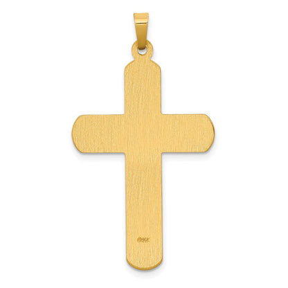 14K Bicolor Gold Polierter und Strukturierter INRI-Kruzifix-Anhänger