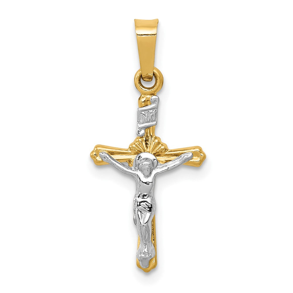 14K Bicolor 14K Bicolor Poliert Inri Kruzifix Anhänger