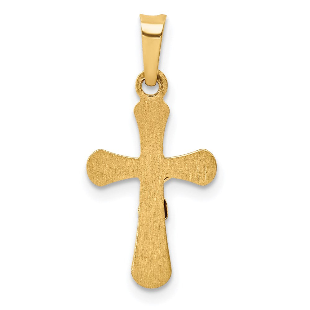 14K Gelb & Rhodium 14K mit Rhodium Poliert Inri Abgerundet Kruzifix Anhänger