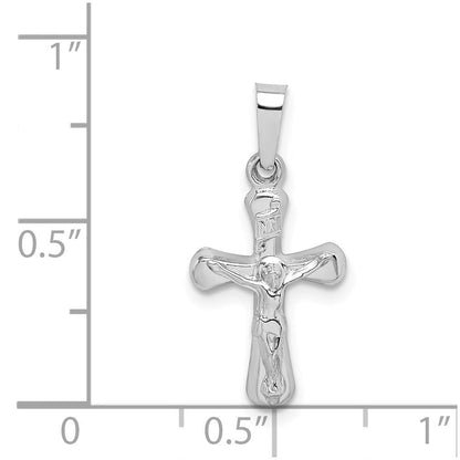 14K Weißgold 14K Weißgold Poliert Inri Abgerundet Kruzifix Anhänger