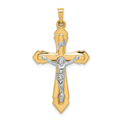 14K Bicolor Gold Polierter INRI-Kruzifix-Anhänger