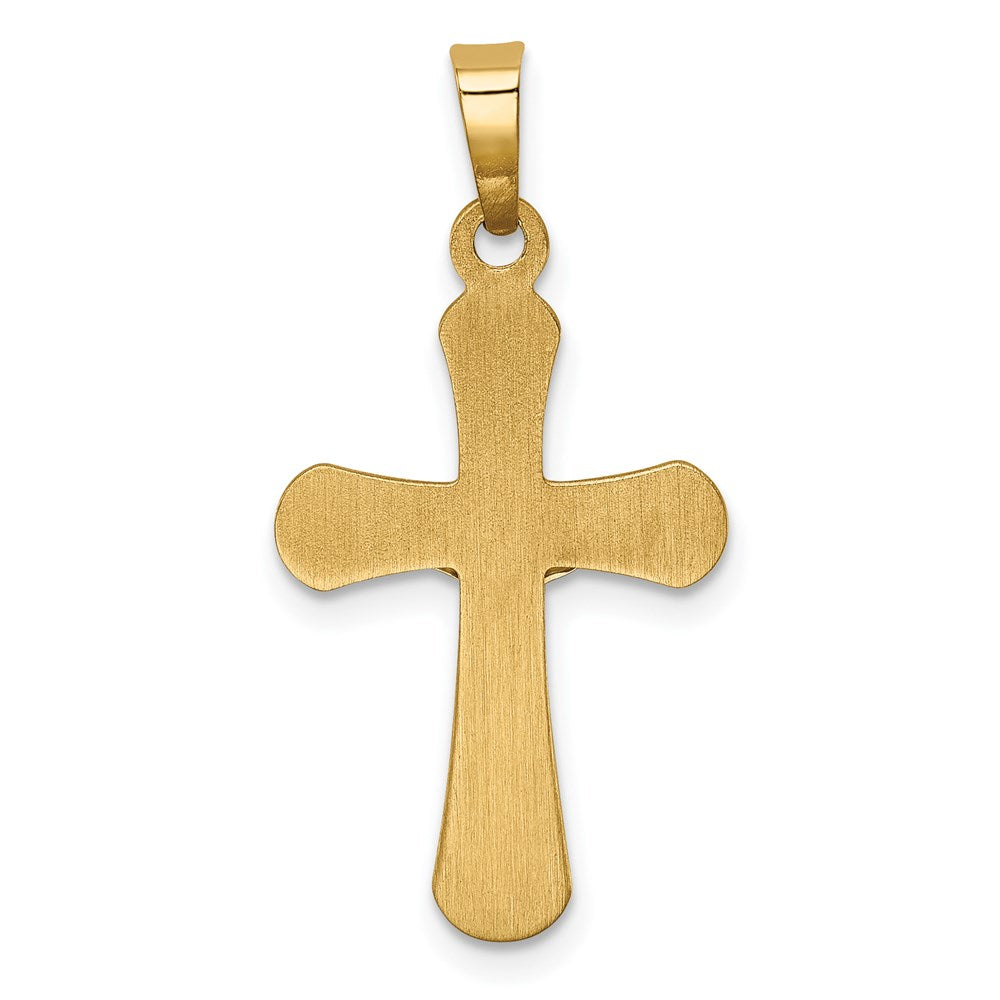 14K Bicolor Gold Polierter Rundkreuz-Anhänger