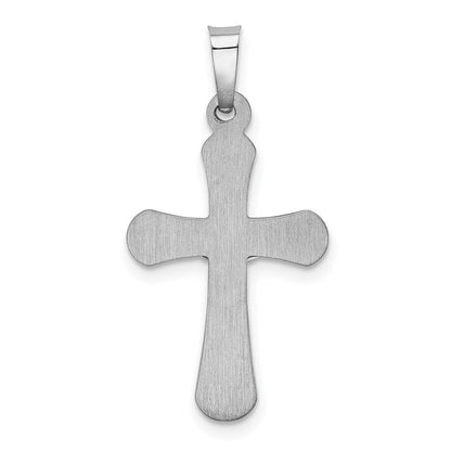 14k Weißgold polierter INRI-Kruzifix-Anhänger mit abgerundeten Kanten