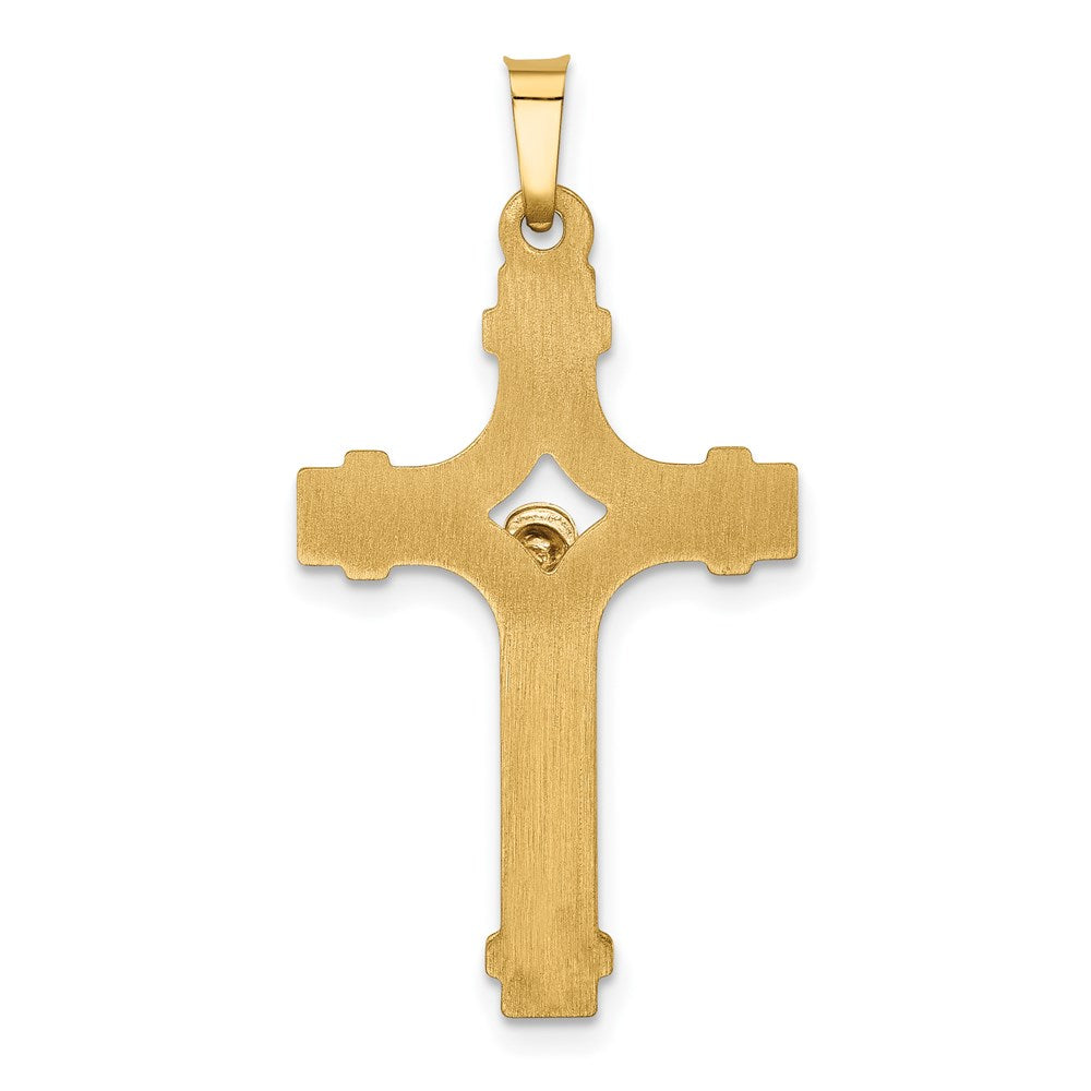 14K Bicolor Gold Polierter INRI Kruzifix-Anhänger