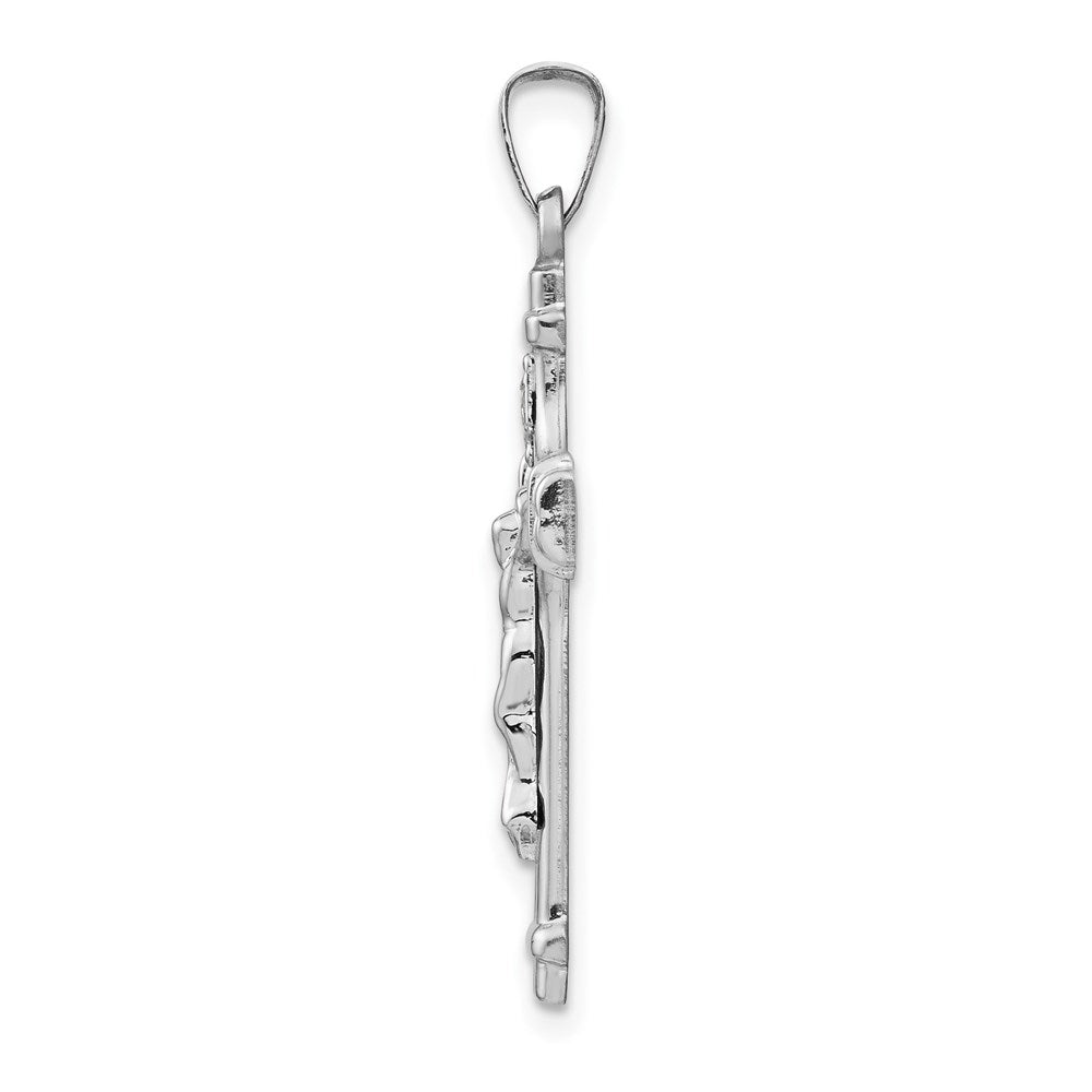 14K Weißgold Polierter INRI Kruzifix-Anhänger