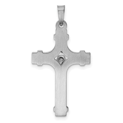 14K Weißgold Polierter INRI Kruzifix-Anhänger