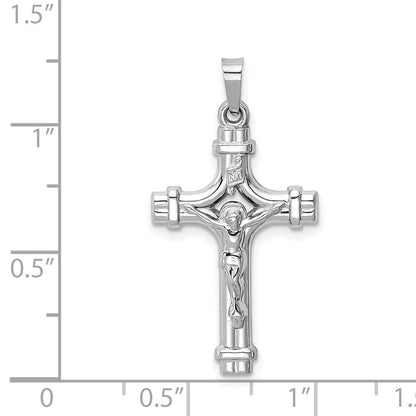 14K Weißgold Polierter INRI Kruzifix-Anhänger