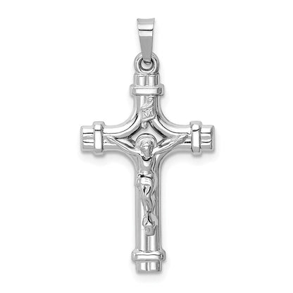14K Weißgold Polierter INRI Kruzifix-Anhänger