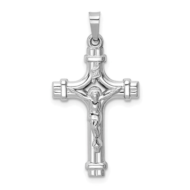 14K Weißgold Polierter INRI Kruzifix-Anhänger