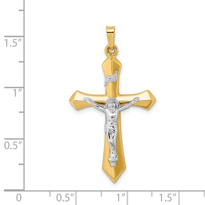 14K Bicolor-Gold Polierter INRI-Kruzifix-Anhänger