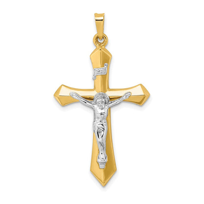 14K Bicolor-Gold Polierter INRI-Kruzifix-Anhänger
