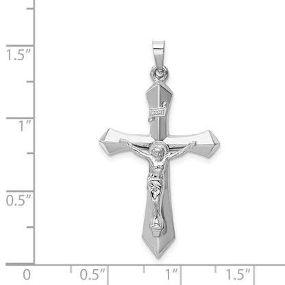 14K Weißgold Polierter INRI-Passion-Kruzifix-Anhänger