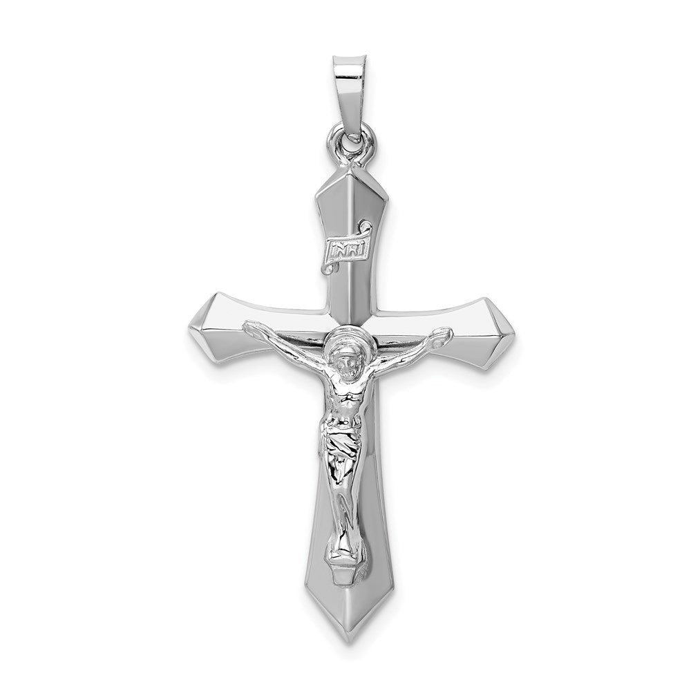 14K Weißgold Polierter INRI-Passion-Kruzifix-Anhänger