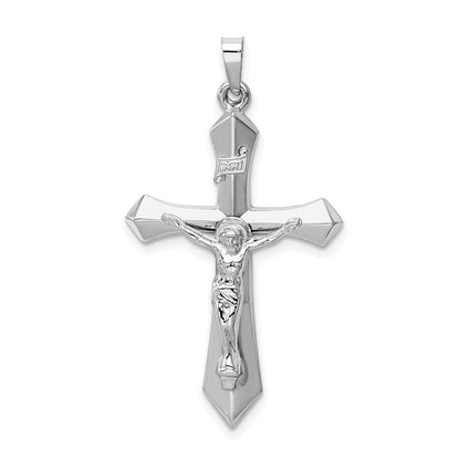 14K Weißgold Polierter INRI-Passion-Kruzifix-Anhänger