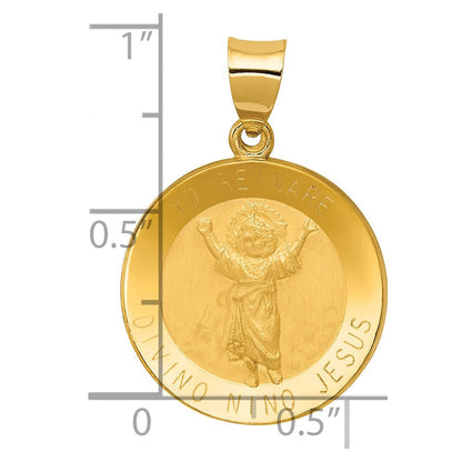 14K Gelbgold 14K Poliert Satiniert Hohl Divino Nino Rund Medaille Anhänger