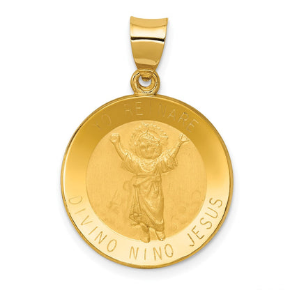14K Gelbgold 14K Poliert Satiniert Hohl Divino Nino Rund Medaille Anhänger