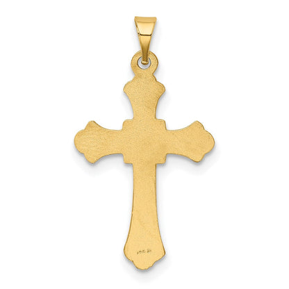 14K Gelbgold Kreuzanhänger mit Knospenenden