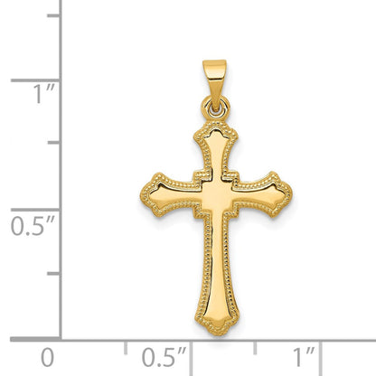 14K Gelbgold Kreuzanhänger mit Knospenenden