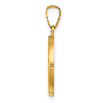 14K Gelbgold 14K Poliert Satiniert Hohl Divino Nino Rund Medaille Anhänger