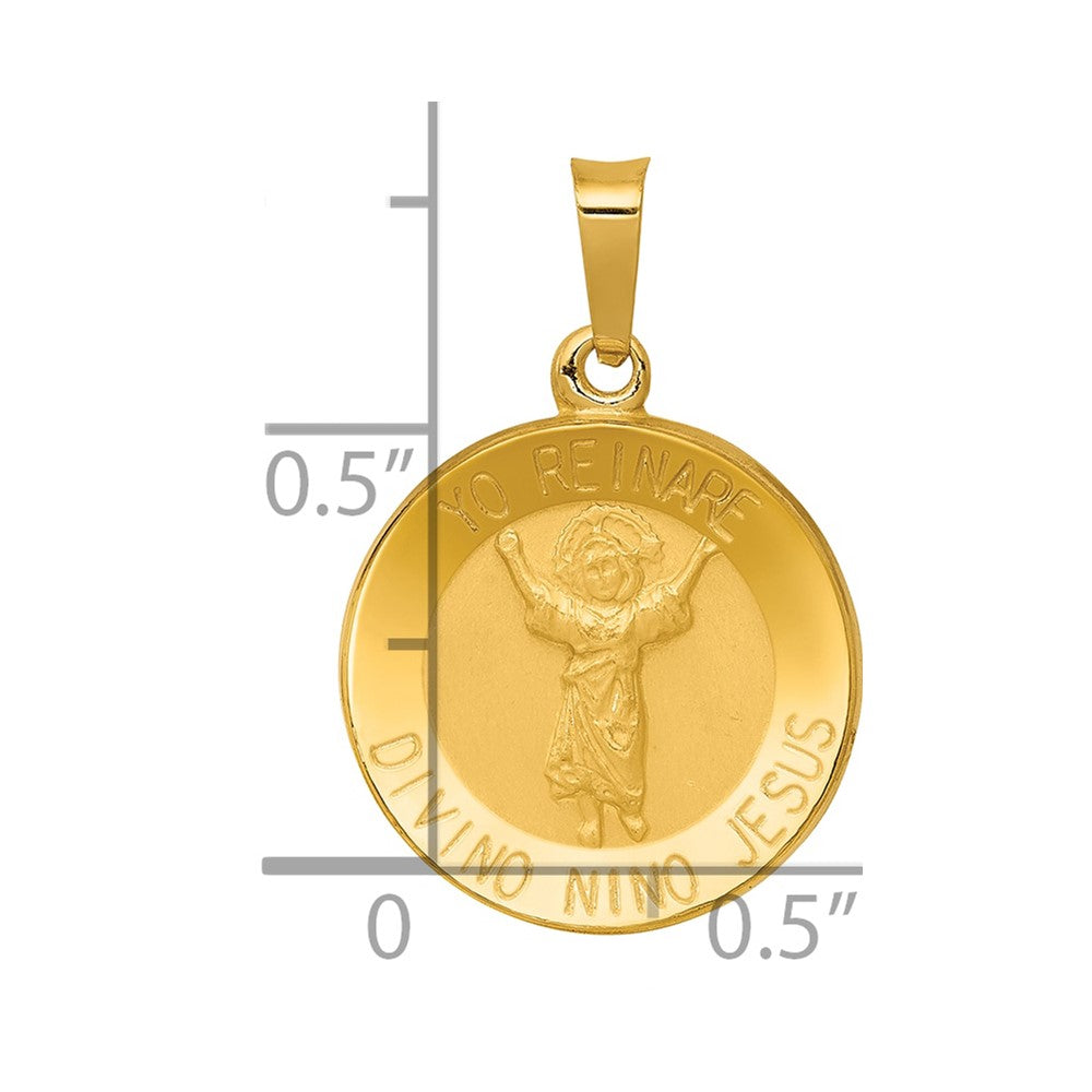 14K Gelbgold 14K Poliert Satiniert Hohl Divino Nino Rund Medaille Anhänger