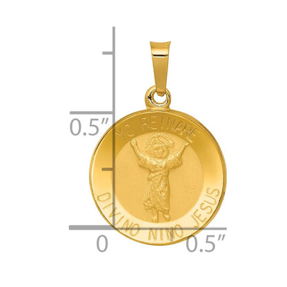 14K Gelbgold 14K Poliert Satiniert Hohl Divino Nino Rund Medaille Anhänger