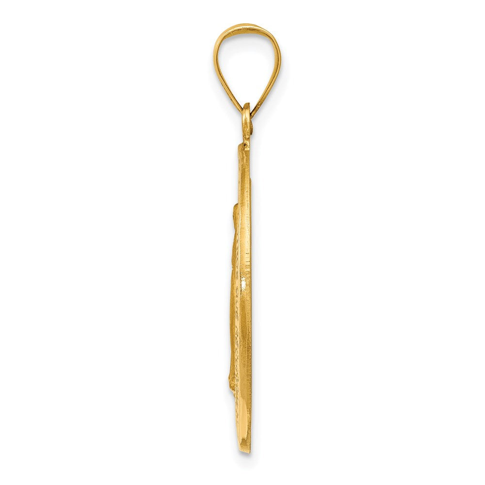 14K Gelbgold 14K Poliert und Satiniert Hohl Spanish Wundertätig Medaille Anhänger