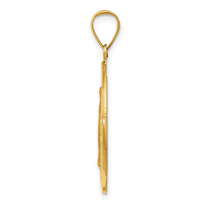 14K Gelbgold 14K Poliert und Satiniert Hohl Spanish Wundertätig Medaille Anhänger