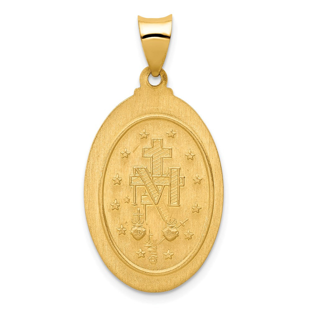14K Gelbgold 14K Poliert und Satiniert Hohl Spanish Wundertätig Medaille Anhänger