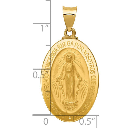 14K Gelbgold 14K Poliert und Satiniert Hohl Spanish Wundertätig Medaille Anhänger