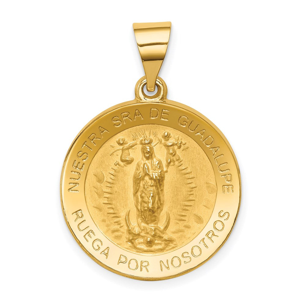 14K Gelbgold 14K Poliert/satin Spanish Our Damen Guadalupe Hohl Medaille