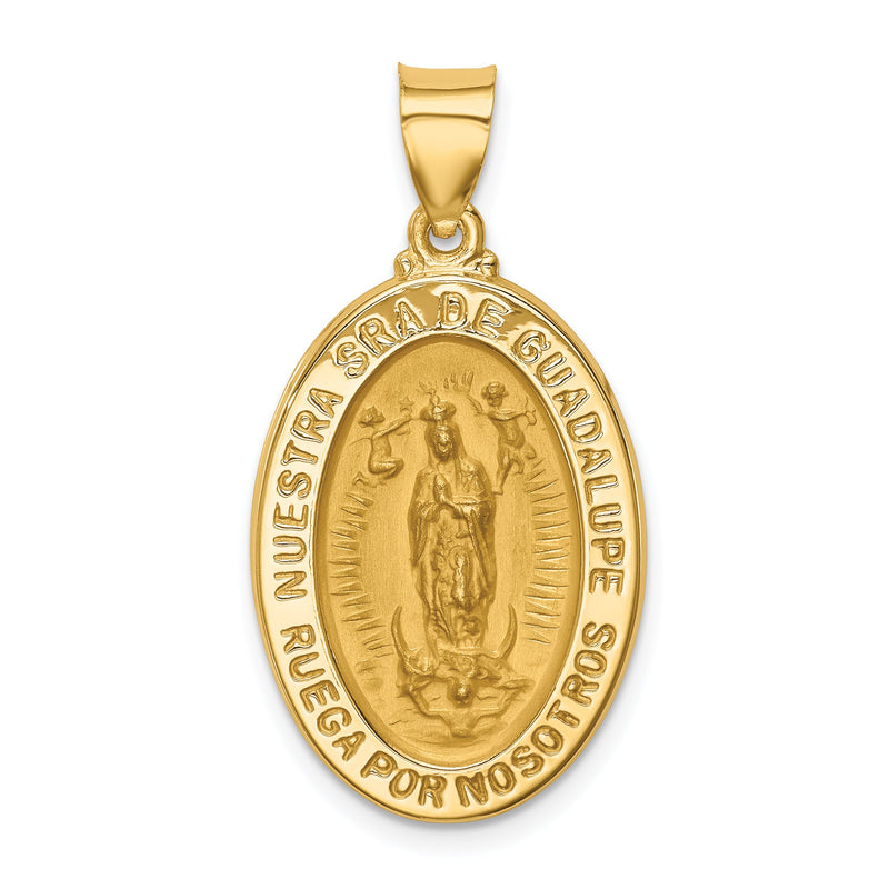 14K Gelbgold 14K Poliert/satin Hohl Spanish Damen Of Guadalupe Medaille Anhänger