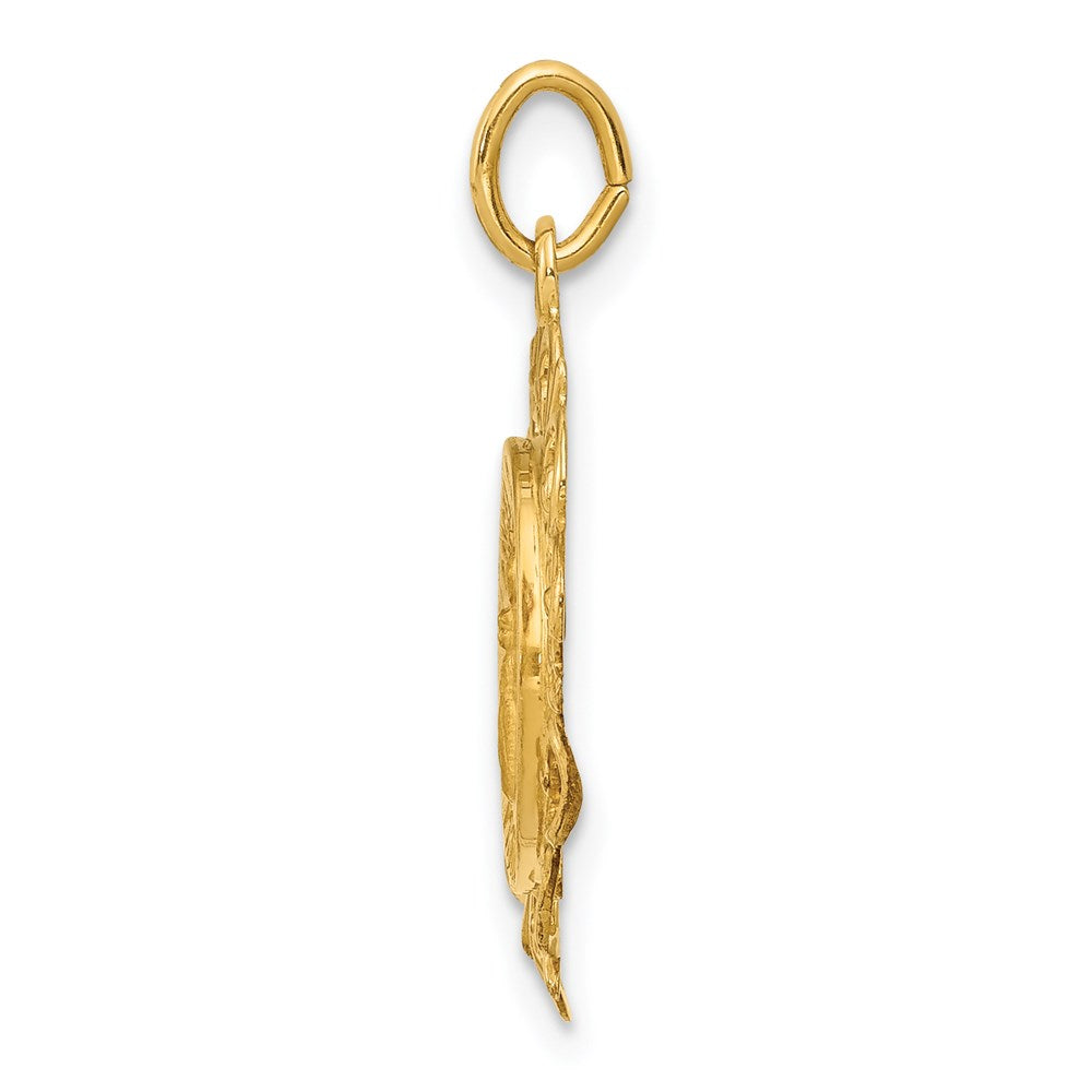 14K Gelbgold 14K Poliert/satin Spanish Schutzengel Engel Medaille Hohl Anhänger