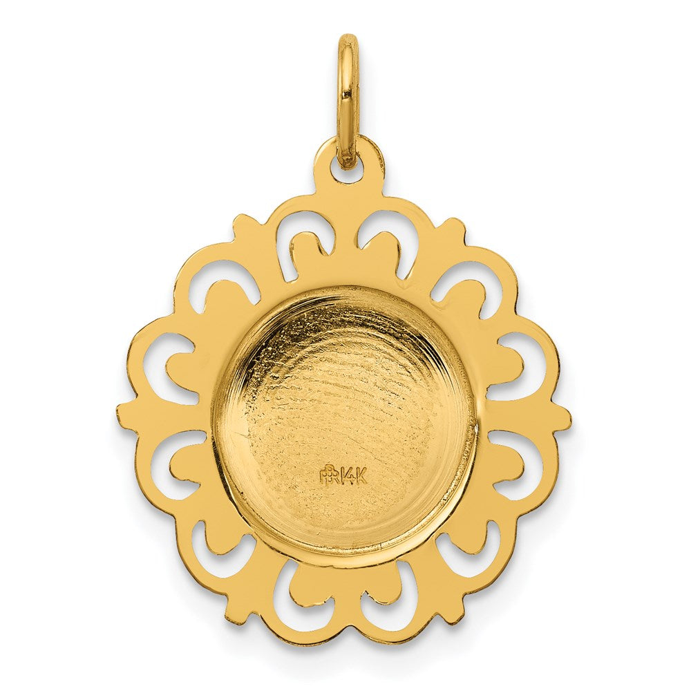 14K Gelbgold 14K Poliert/satin Spanish Schutzengel Engel Medaille Hohl Anhänger