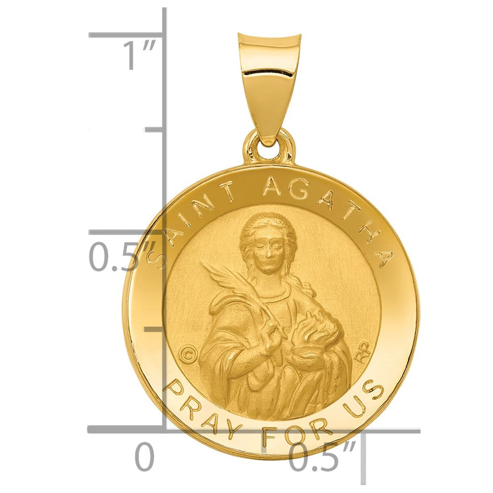 14K Gelbgold 14K Poliert/satin St. Agatha Hohl Medaille Anhänger