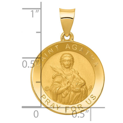 14K Gelbgold 14K Poliert/satin St. Agatha Hohl Medaille Anhänger