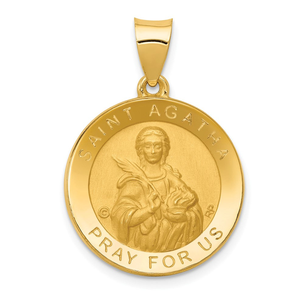 14K Gelbgold 14K Poliert/satin St. Agatha Hohl Medaille Anhänger
