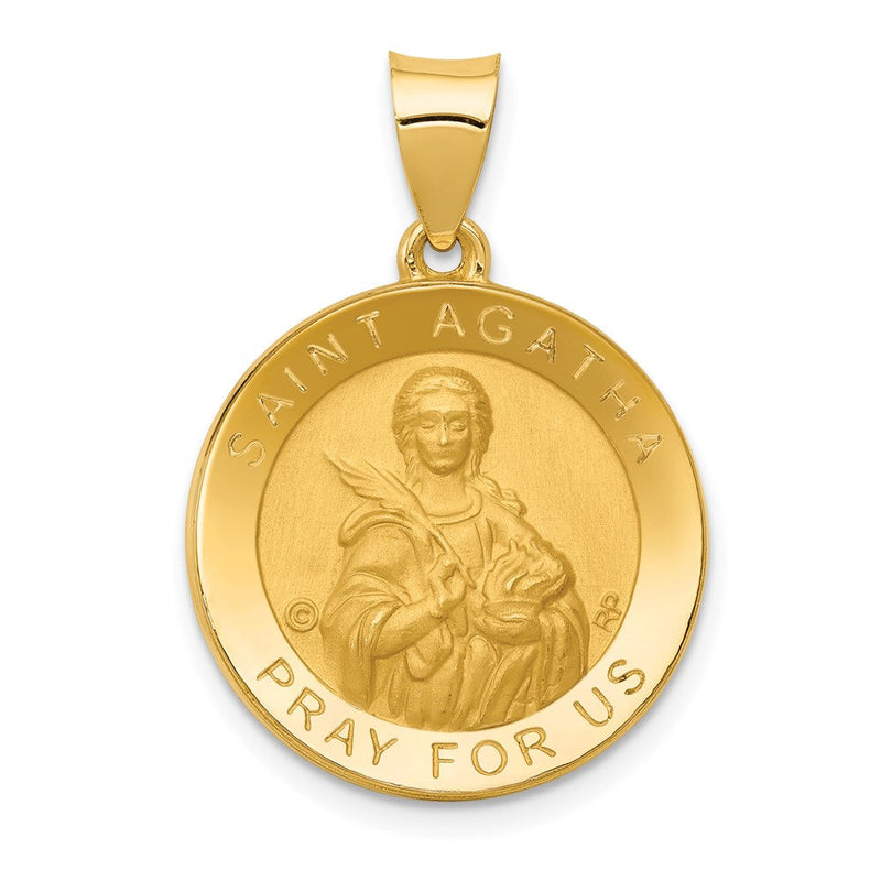 14K Gelbgold 14K Poliert/satin St. Agatha Hohl Medaille Anhänger