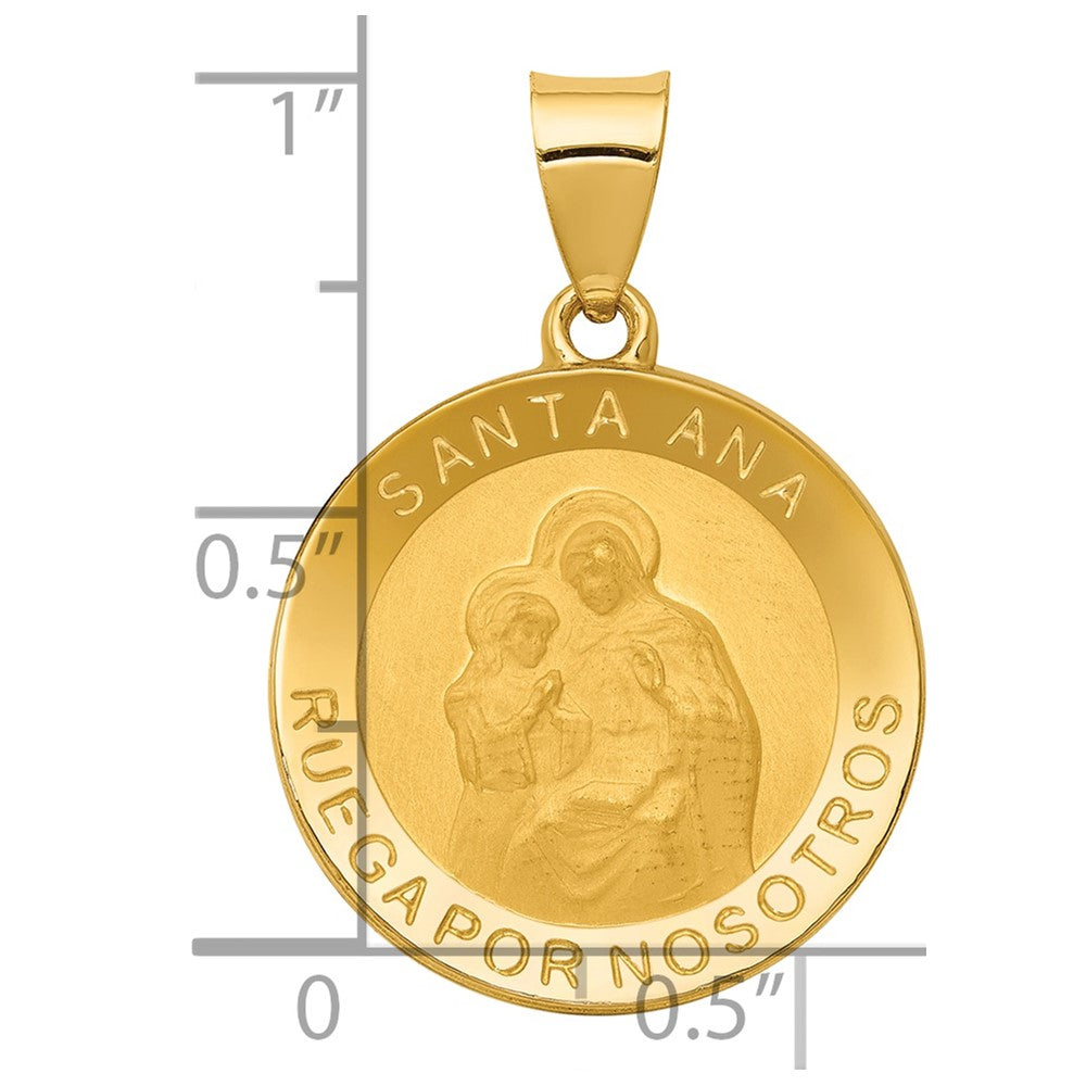 14K Gelbgold 14K Poliert/satin Hohl Spanish Saint Anne Medaille Anhänger
