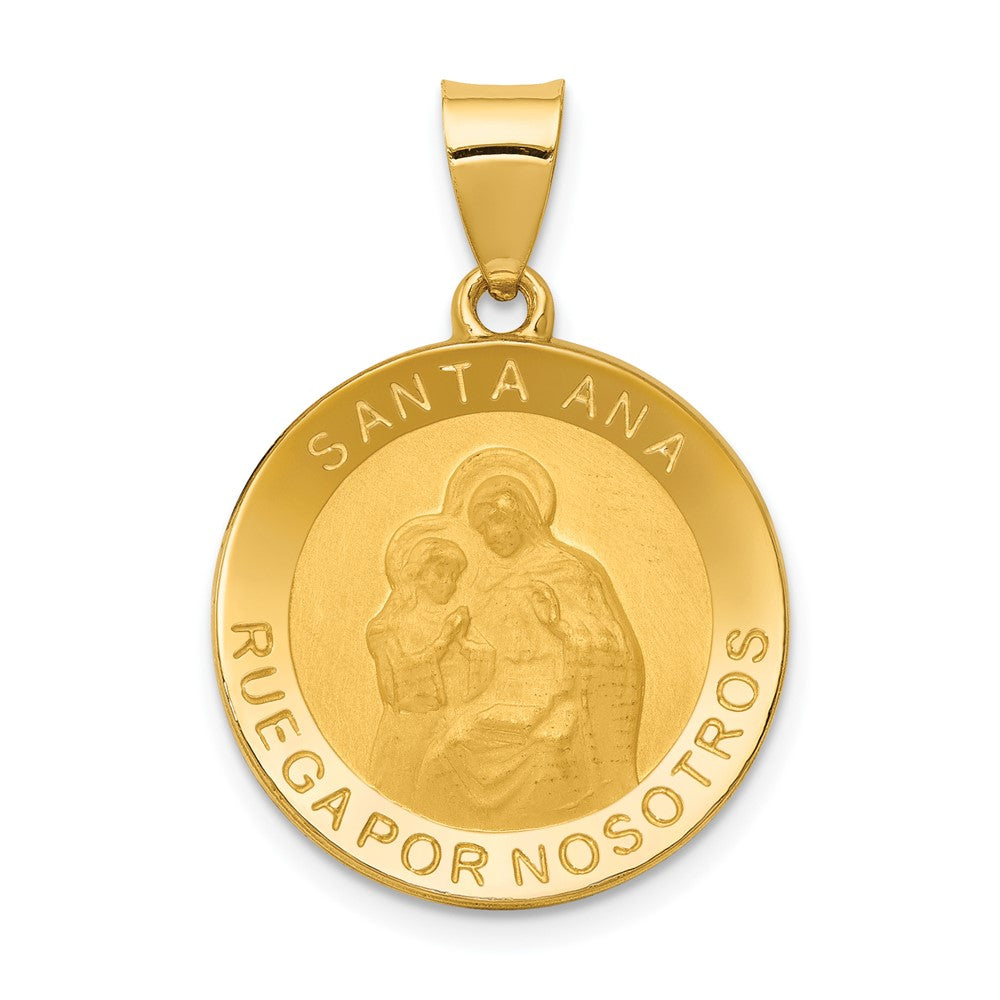 14K Gelbgold 14K Poliert/satin Hohl Spanish Saint Anne Medaille Anhänger