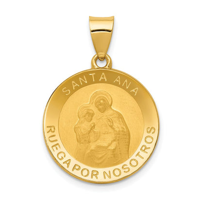 14K Gelbgold 14K Poliert/satin Hohl Spanish Saint Anne Medaille Anhänger